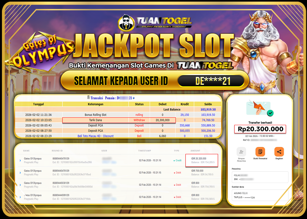TUANTOGEL JACKPOT SLOT GATES OF OLYMPUS Rp 20.300.000,- LUNAS